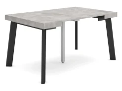 Mesa Consola Extensível, 140x90x73cm, Para 6 pessoas, Pés de madeira, Cimento