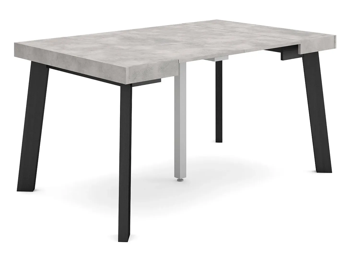 Mesa Consola Extensível, 140x90x73cm, Para 6 pessoas, Pés de madeira, Cimento