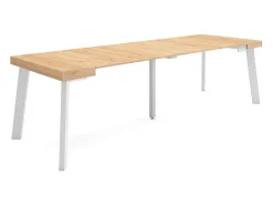 Mesa Consola Extensível, 262x90x73cm, Para 12 pessoas, Pés de madeira, Carvahlo