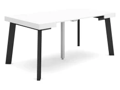 Mesa Consola Extensível, 160x90x73cm, Para 8 pessoas, Pés de madeira, Branco