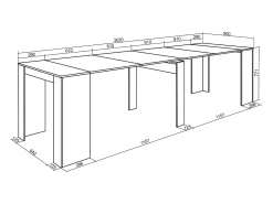 Mesa Consola Extensível, 302x90x77cm, Para 14 pessoas, Mesa de Jantar, Cimento