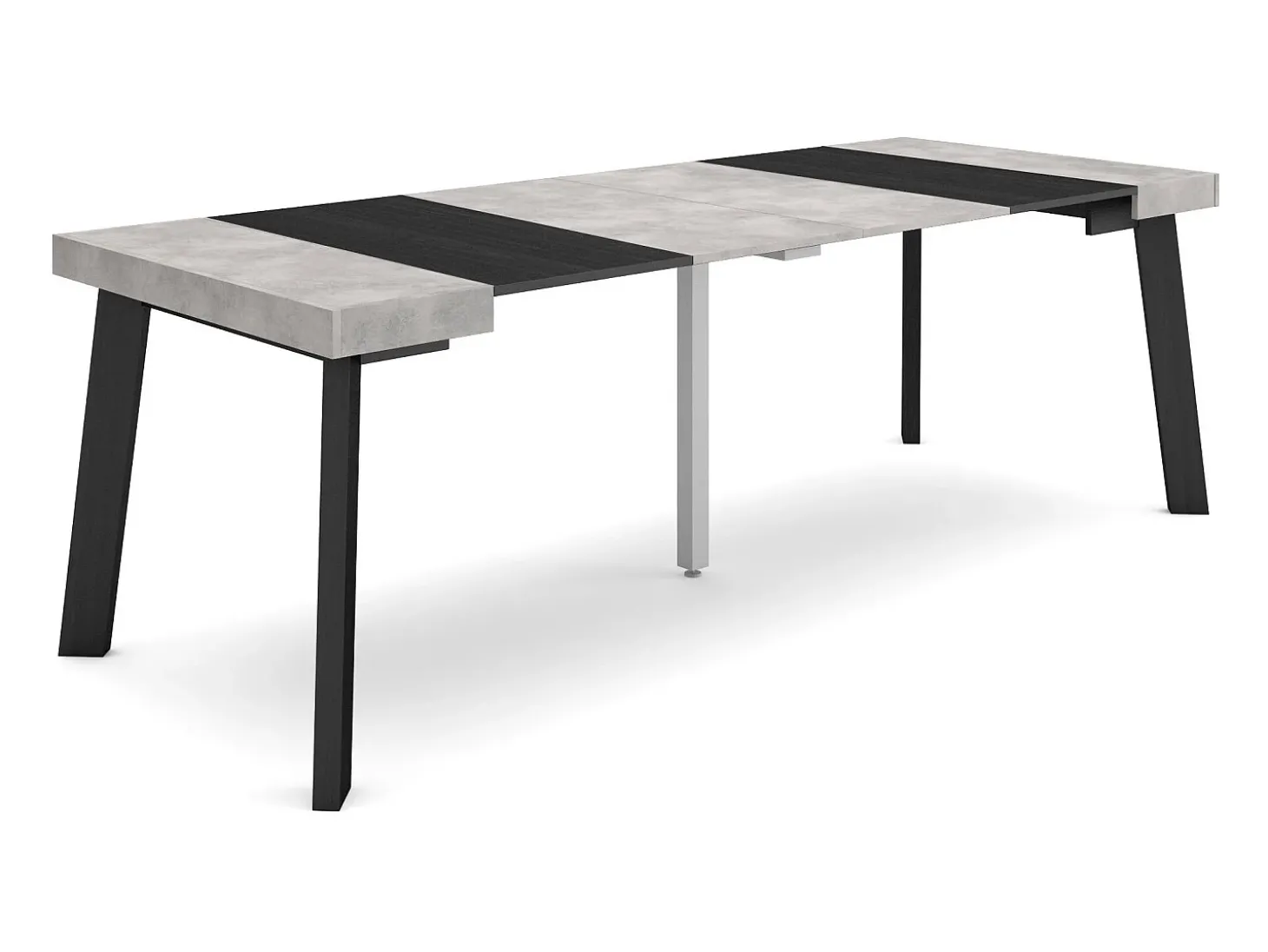Mesa Consola Extensível, 222x90x73cm, Para 10 pessoas, Pés de madeira, Cimento
