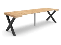 Mesa Consola Extensível, 262x90x73cm, Para 12 pessoas, Pés de madeira, Carvahlo