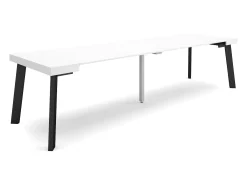 Mesa Consola Extensível, 302x90x73cm, Para 14 pessoas, Pés de madeira, Branco
