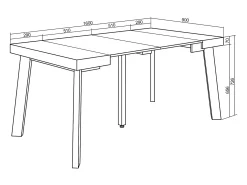 Mesa Consola Extensível, 160x90x73cm, Para 8 pessoas, Pés de madeira, Cimento