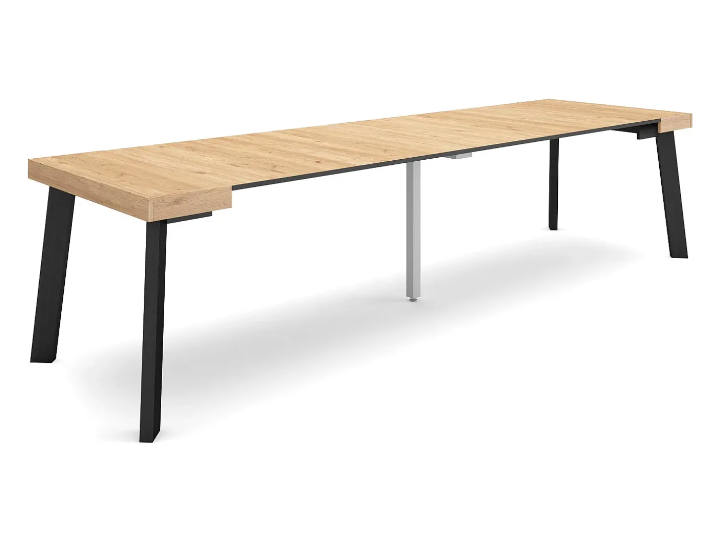 Mesa Consola Extensível, 302x90x73cm, Para 14 pessoas, Pés de madeira, Carvahlo