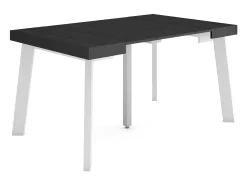 Mesa Consola Extensível, 140x90x73cm, Para 6 pessoas, Pés de madeira, Preto