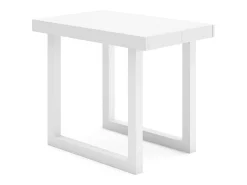 Mesa Consola Extensível, 302x90x73cm, Para 14 pessoas, Pés de madeira, Branco e cinzento