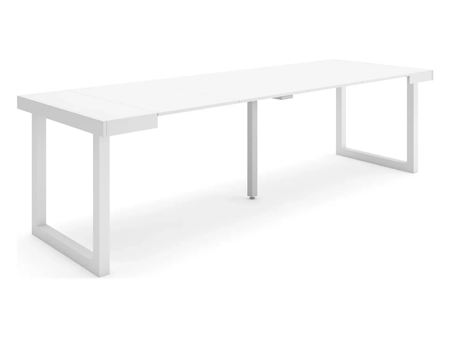 Mesa Consola Extensível, 262x90x73cm, Para 12 pessoas, Pés de madeira, Branco