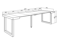 Mesa Consola Extensível, 262x90x73cm, Para 12 pessoas, Pés de madeira, Branco
