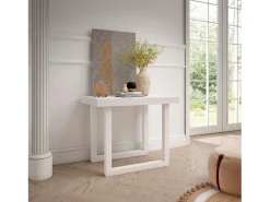 Mesa Consola Extensível, 262x90x73cm, Para 12 pessoas, Pés de madeira, Branco