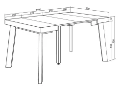 Mesa Consola Extensível, 140x90x73cm, Para 6 pessoas, Pés de madeira, Branco
