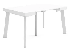 Mesa Consola Extensível, 140x90x73cm, Para 6 pessoas, Pés de madeira, Branco