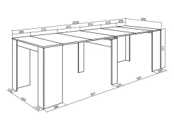 Mesa Consola Extensível, 262x90x77cm, Para 12 pessoas, Mesa de Jantar, Branco