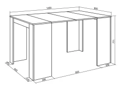 Mesa Consola Extensível, 140x90x77cm, Para 6 pessoas, Mesa de Jantar, Carvahlo