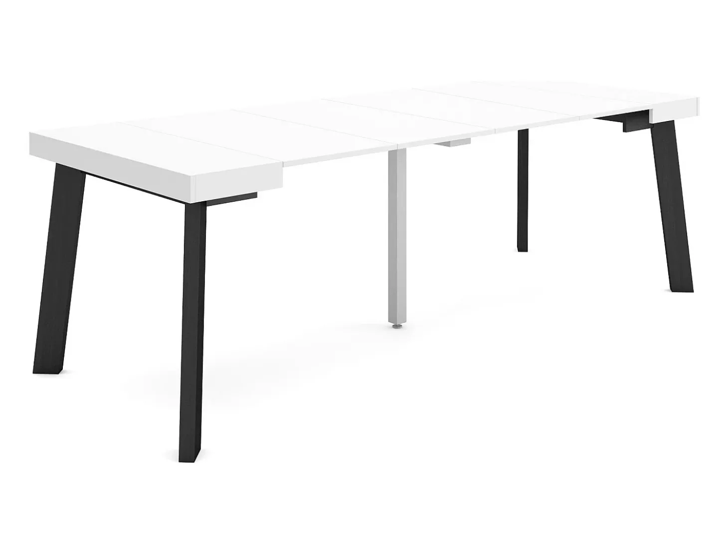 Mesa Consola Extensível, 222x90x73cm, Para 10 pessoas, Pés de madeira, Branco