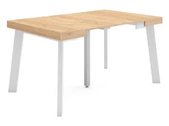 Mesa Consola Extensível, 140x90x73cm, Para 6 pessoas, Pés de madeira, Carvahlo