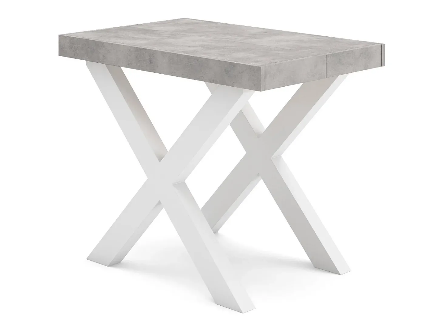 Mesa Consola Extensível, 302x90x73cm, Para 14 pessoas, Pés de madeira, Cimento