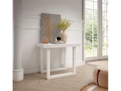 Mesa Consola Extensível, 222x90x73cm, Para 10 pessoas, Pés de madeira, Carvahlo e branco