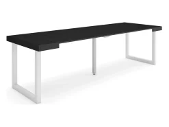 Mesa Consola Extensível, 262x90x73cm, Para 12 pessoas, Pés de madeira, Preto
