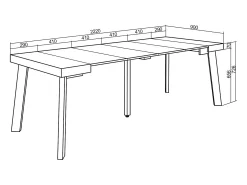 Mesa Consola Extensível, 222x90x73cm, Para 10 pessoas, Pés de madeira, Carvahlo