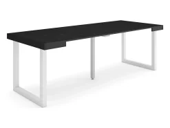 Mesa Consola Extensível, 222x90x73cm, Para 10 pessoas, Pés de madeira, Preto