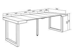 Mesa Consola Extensível, 222x90x73cm, Para 10 pessoas, Pés de madeira, Branco