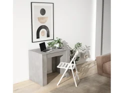 Mesa Consola Extensível, 140x90x77cm, Para 6 pessoas, Mesa de Jantar, Cimento