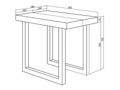 Mesa Consola Extensível, 222x90x73cm, Para 10 pessoas, Pés de madeira, Branco e cinzento
