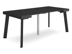 Mesa Consola Extensível, 180x90x73cm, Para 8 pessoas, Pés de madeira, Preto