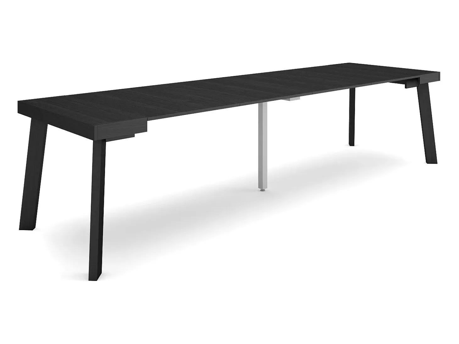 Mesa Consola Extensível, 302x90x73cm, Para 14 pessoas, Pés de madeira, Preto