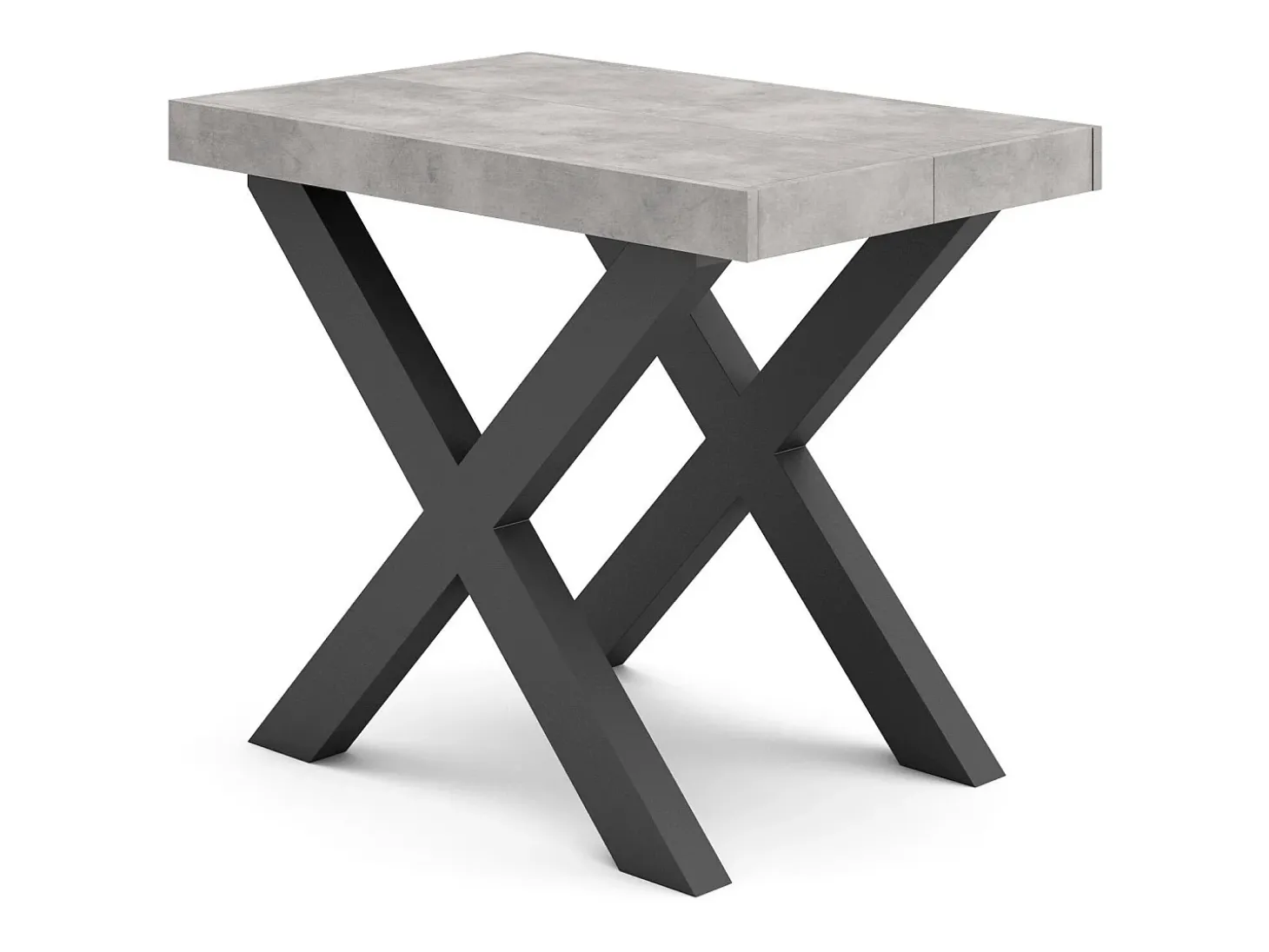 Mesa Consola Extensível, 302x90x73cm, Para 14 pessoas, Pés de madeira, Cimento