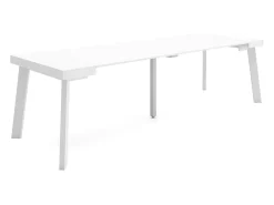 Mesa Consola Extensível, 262x90x73cm, Para 12 pessoas, Pés de madeira, Branco