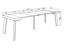 Mesa Consola Extensível, 262x90x73cm, Para 12 pessoas, Pés de madeira, Branco