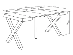 Mesa Consola Extensível, 160x90x73cm, Para 8 pessoas, Pés de madeira, Carvahlo e branco