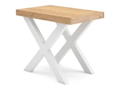 Mesa Consola Extensível, 160x90x73cm, Para 8 pessoas, Pés de madeira, Carvahlo e branco