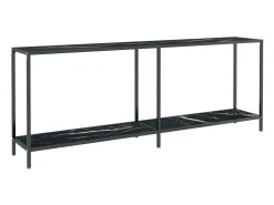 Mesa consola preto 200x35x75,5 cm vidro temperado