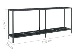 Mesa consola preto 180x35x75,5 cm vidro temperado