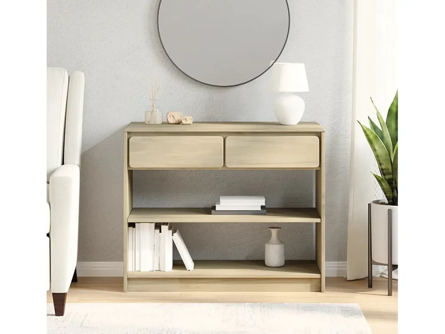 Mesa consola SAUDA 89,5x36,5x73 cm pinho maciço cor carvalho PT996242
