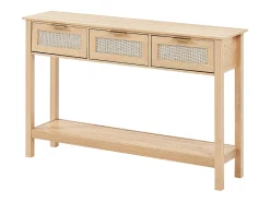 Mesa Consola SucceBuy Routine com 3 Gavetas e porta de Correr, Acabamento Natural