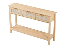 Mesa Consola SucceBuy Routine com 3 Gavetas e porta de Correr, Acabamento Natural