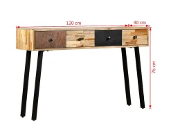 Mesa consola teca reciclada maciça 120x30x76 cm
