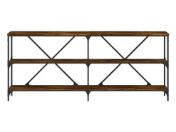 Mesa consola 180x30x75 cm deriv. madeira/ferro carvalho fumado