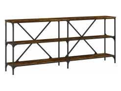 Mesa consola 180x30x75 cm deriv. madeira/ferro carvalho fumado