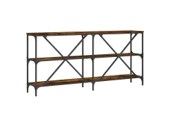 Mesa consola 160x30x75 cm deriv. madeira/ferro carvalho fumado