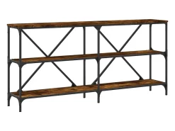 Mesa consola 160x30x75 cm deriv. madeira/ferro carvalho fumado