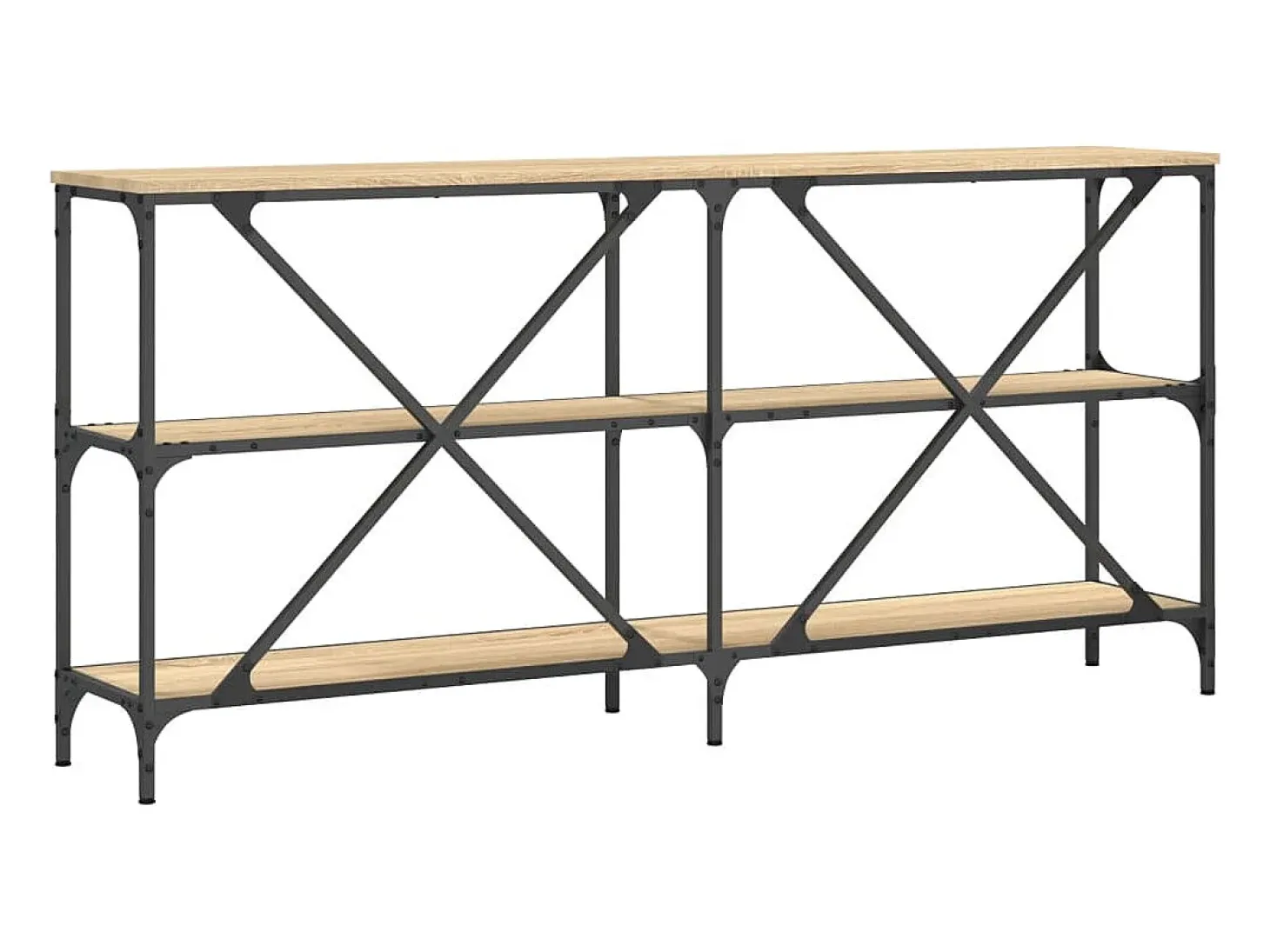 Mesa consola 160x30x75 cm deriv. madeira/ferro carvalho sonoma