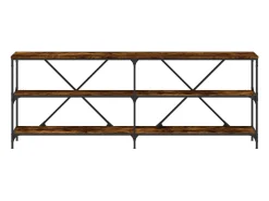 Mesa consola 200x30x75 cm deriv. madeira/ferro carvalho fumado