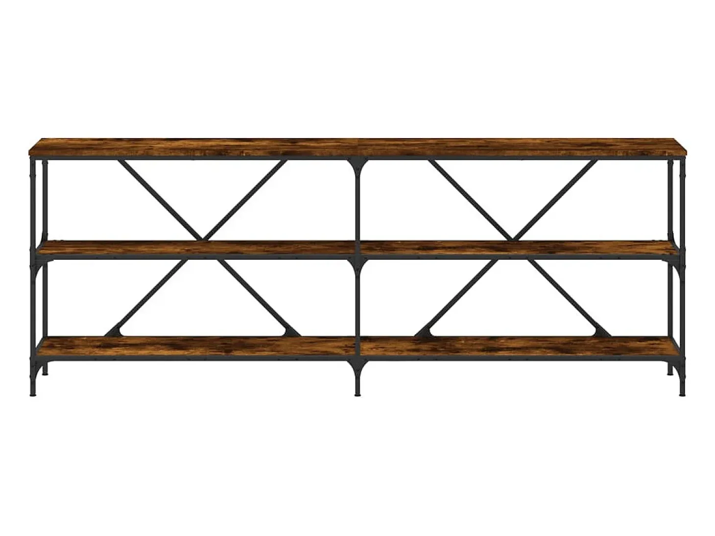 Mesa consola 200x30x75 cm deriv. madeira/ferro carvalho fumado