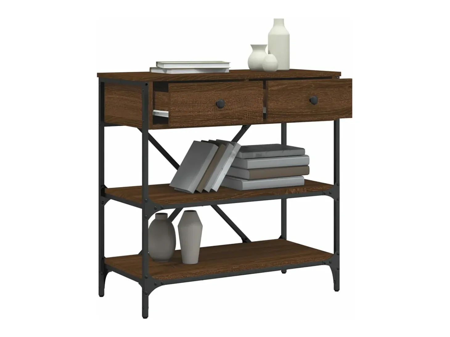 Mesa consola 75x34,5x75 cm derivados madeira carvalho castanho
